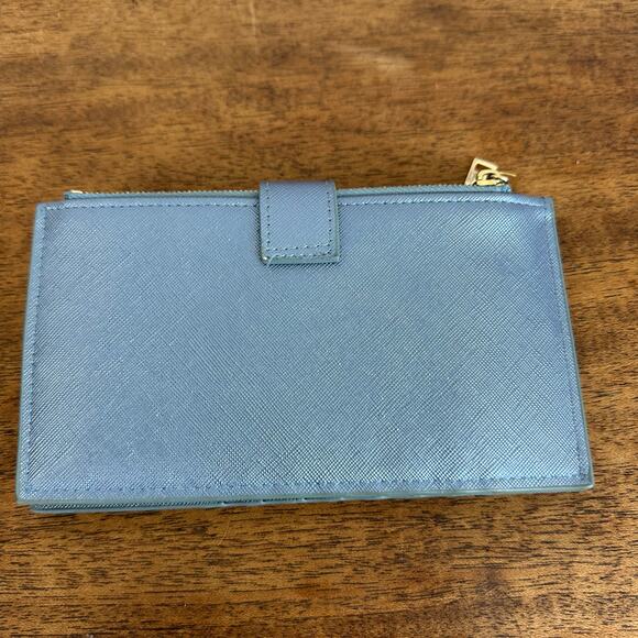 Womens Travelambo Bifold Multi Card Slim Case Wallet Metallic Blue RFID Zipper - Picture 2 of 8